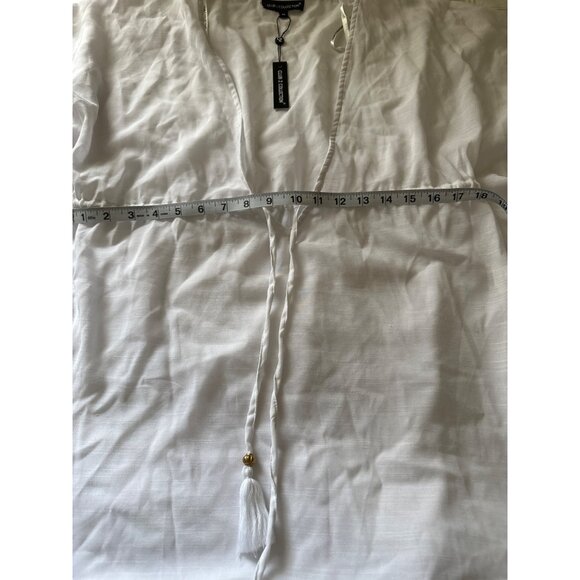 💖Club Z Collection White Ruffled Kaftan Open Front Kimono - Picture 8 of 10